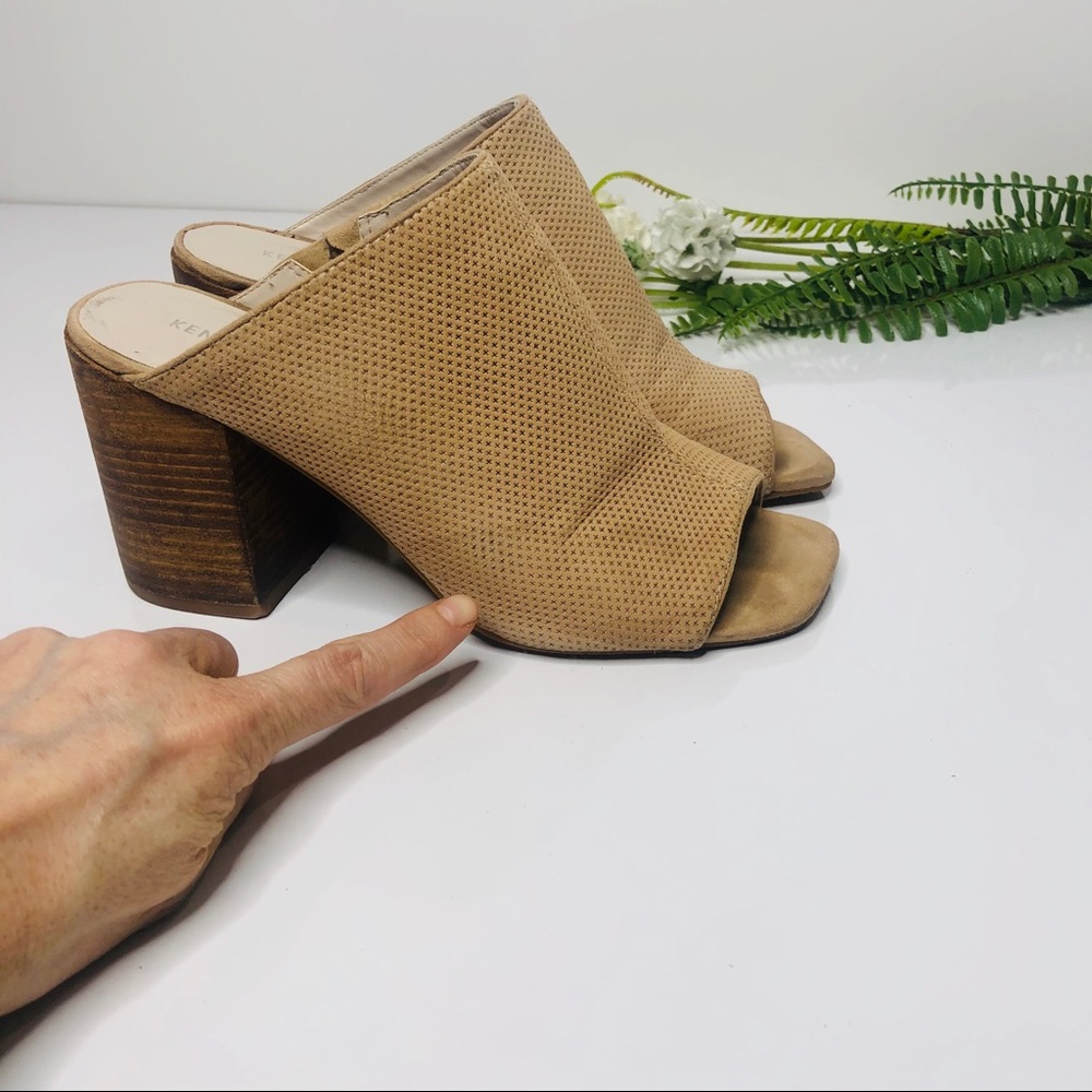 Kenneth Cole Kammie Slip On Tan Peep Toe Mules - Picture 5 of 8